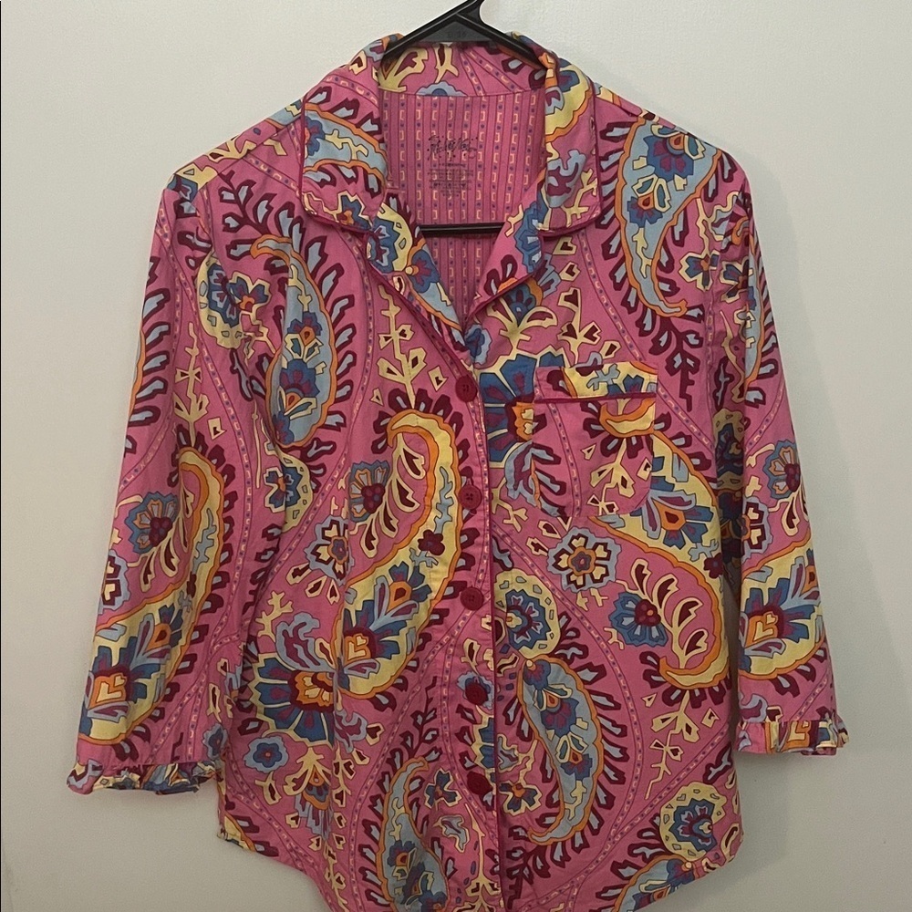 Nick & Nora Pink Paisley Pajama Top only size small